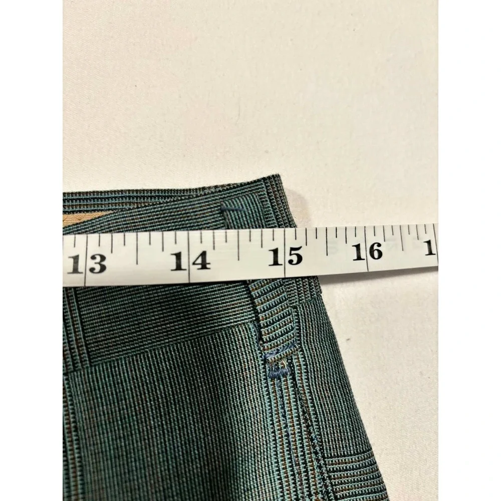 Farah Vintage Blue Glen Plaid Dress Pants Straight Leg Mens 32x28‎ USA Made